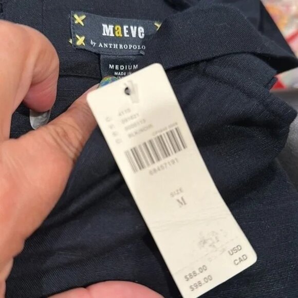 Anthropologie Maeve Black Linen Crop Top - Picture 5 of 5